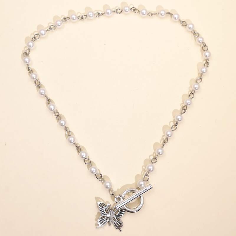 

Butterfly Geometric Charm Necklace, White