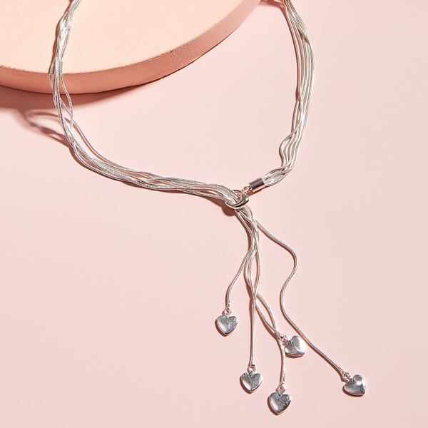 

Heart Charm Layered Necklace, Silver