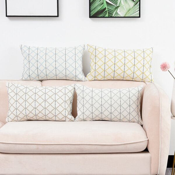 

1pc Diamond Lumbar Pillow Cover Without Filler, Multicolor