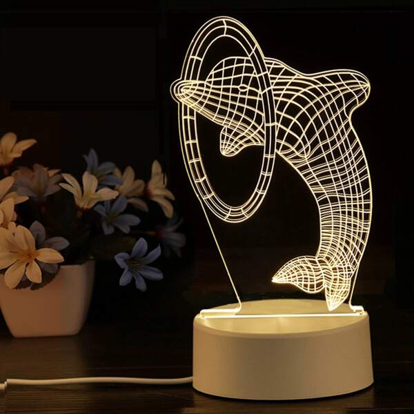 

1pc 3 Color Whale Night Light, Multicolor