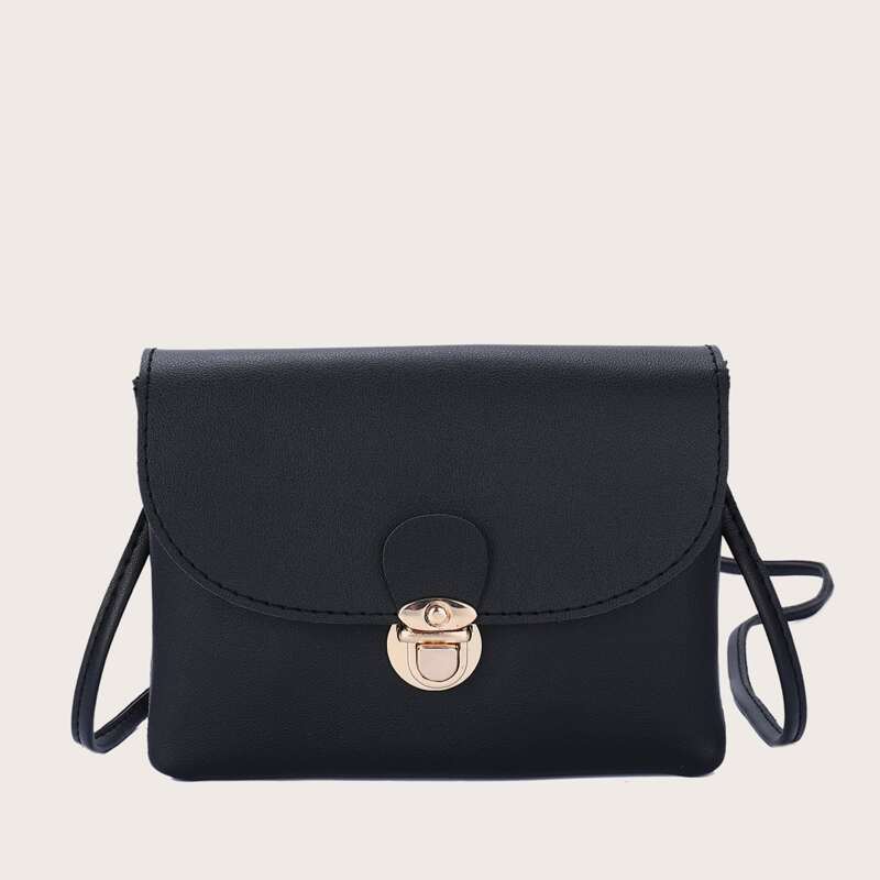 

Push Lock Flap Crossbody Bag, Black