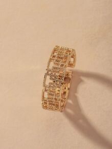 Andkiss Women Elegant Hollow Out Cuff Ring - Yellow Gold - View 3