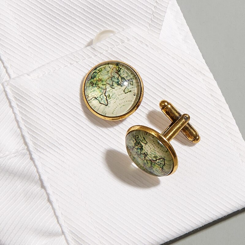 

Guys Map Pattern Cufflinks, Bronze