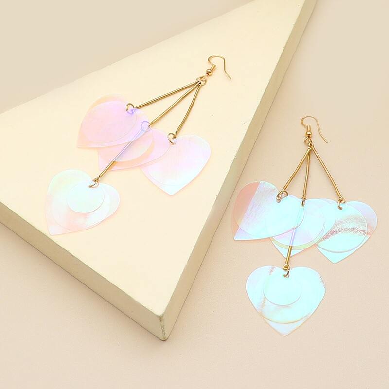 

Heart Tassel Drop Earrings, Multicolor