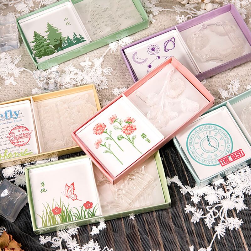 

1box Mixed Pattern Stamp, Clear
