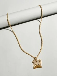 時尚流行男士水鑽數字吊飾項鍊合金，適合珠寶禮物和時尚外觀 - 金黃色 - 查看 2