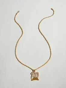 時尚流行男士水鑽數字吊飾項鍊合金，適合珠寶禮物和時尚外觀 - 金黃色 - 查看 3