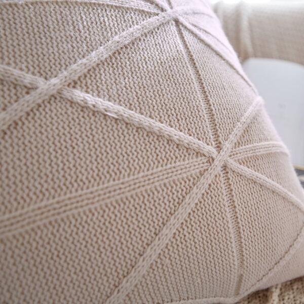 

Solid Knitted Cushion Cover Without Filler, Beige