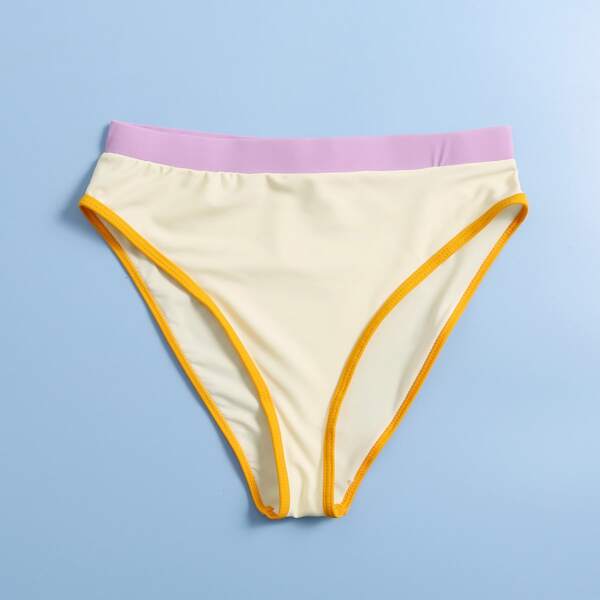 

Color Block High Waisted Bikini Panty, Beige