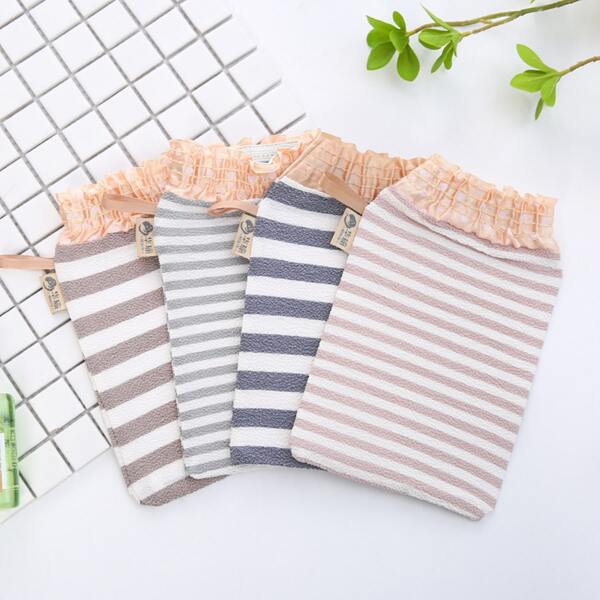 

1pc Random Striped Pattern Exfoliating Glove, Multicolor