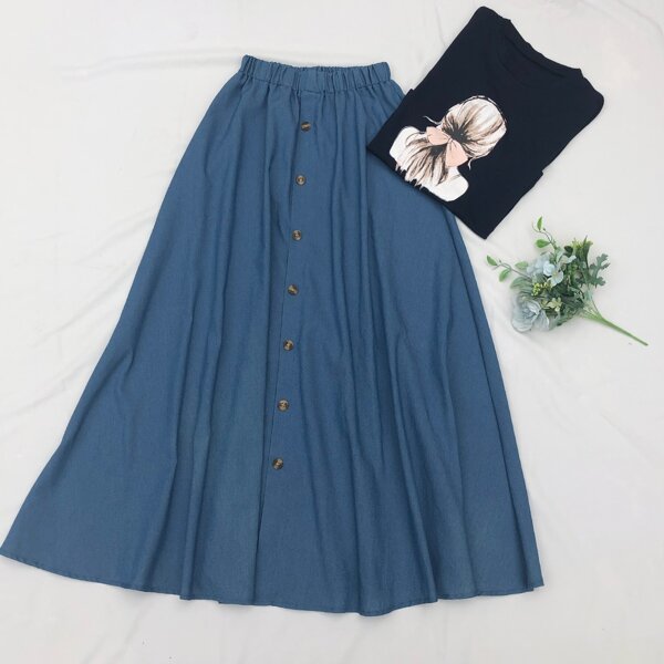 

Figure Graphic Tee & Button Front Skirt, Multicolor