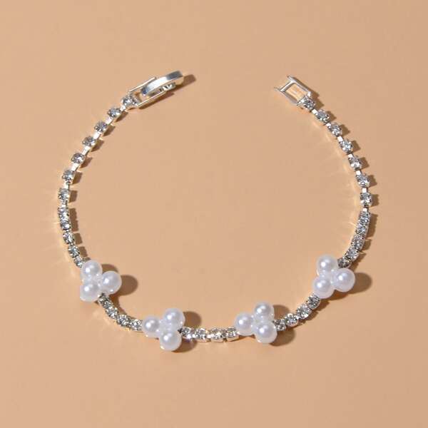 

Rhinestone Decor Bracelet, Silver