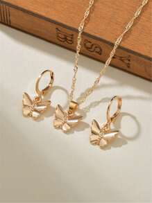 3 piezas set joya con diseño de mariposa - Amarillo Oro - Ver 1