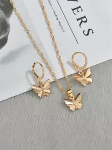 3 piezas set joya con diseño de mariposa - Amarillo Oro - Ver 2