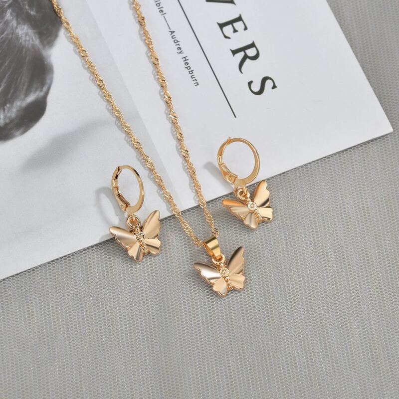 

3pcs Butterfly Design Jewelry Set, Gold