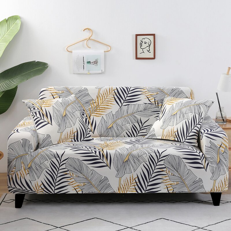 

Leaf Print Sofa Cover Without Cushion, Multicolor