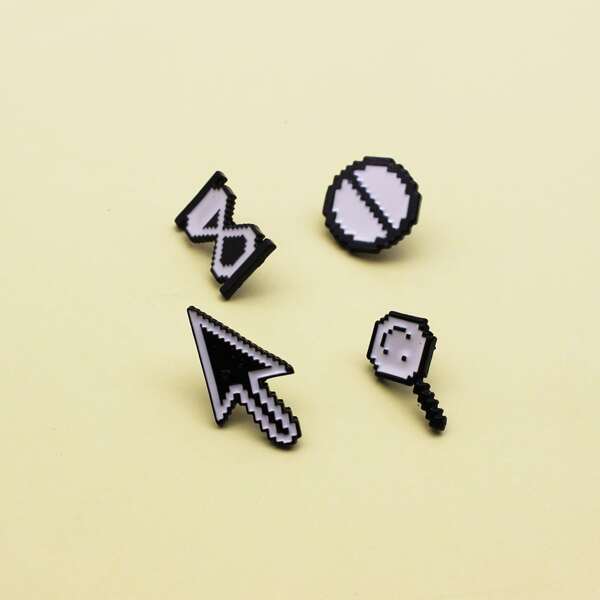 

4pcs Arrow Shaped Brooch, Black and white