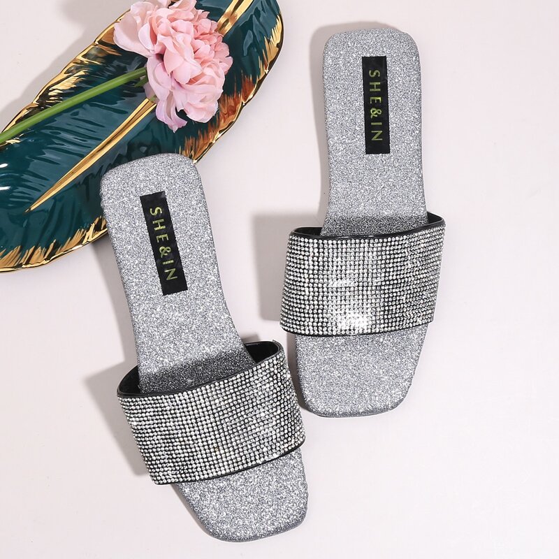 

Rhinestone Decor Sliders, Silver