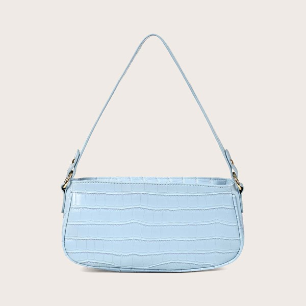 

Croc Embossed Baguette Bag, Baby blue