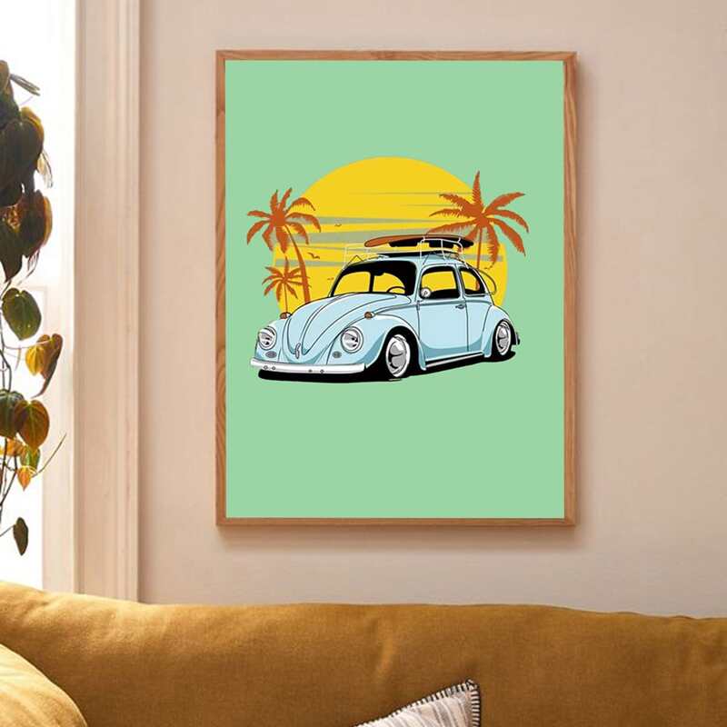

Car Print Wall Painting Without Frame, Multicolor