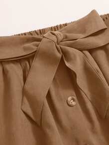 Seusyu Mock Neck Tee & Button Through Belted Skirt - Multicolor - View 5