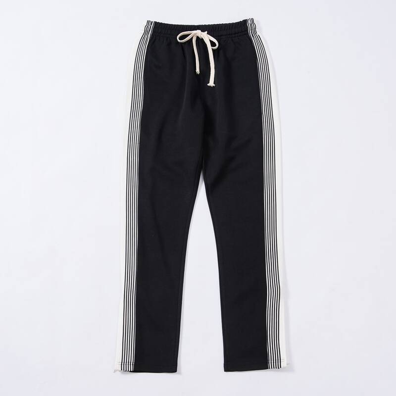 

Guys Side Striped Drawstring Waist Sweatpants, Black