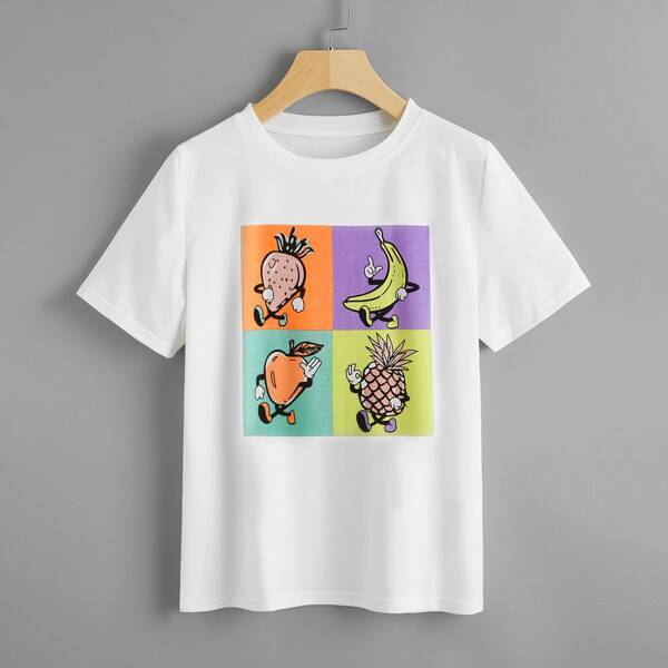 

Fruit Print Round Neck Tee, White