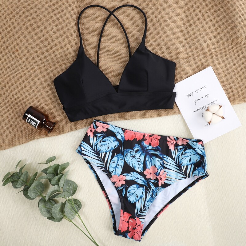 

Tropical Tie Back Bikini Swimsuit, Multicolor