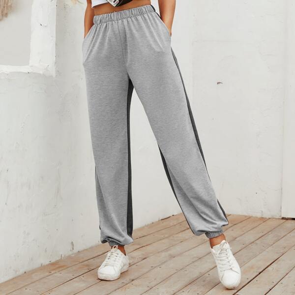 

Two Tone Elastic Waist Sweatpants, Multicolor