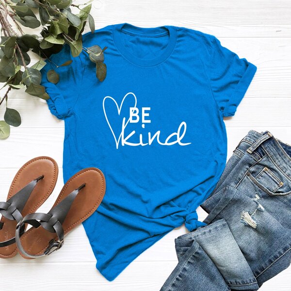 

Heart And Slogan Graphic Tee, Blue