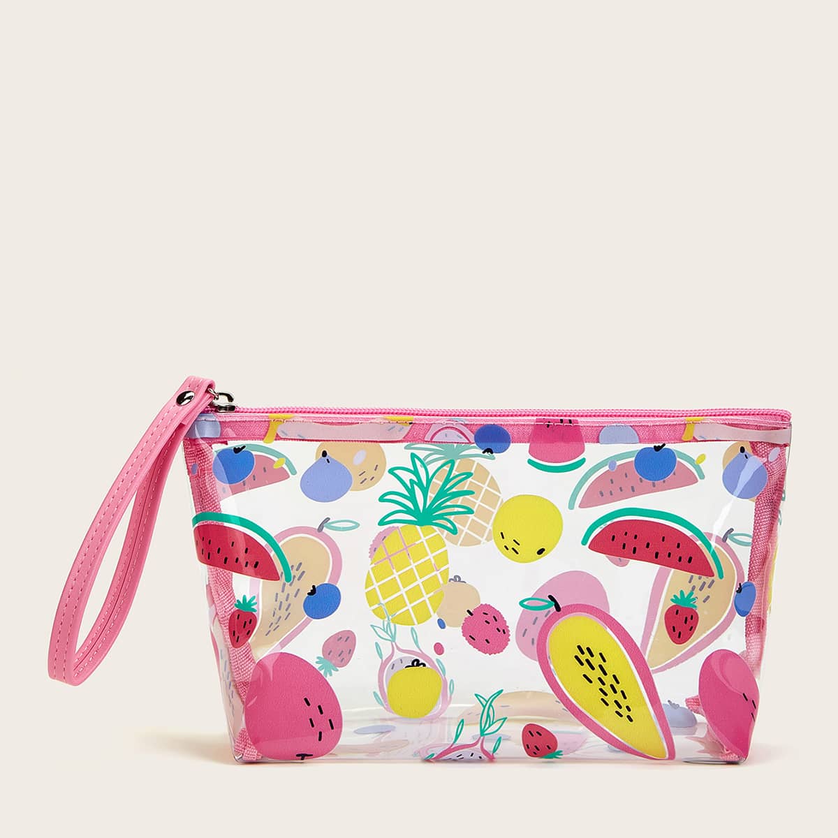 

1pc Fruit Print Clear Makeup Bag, Multicolor