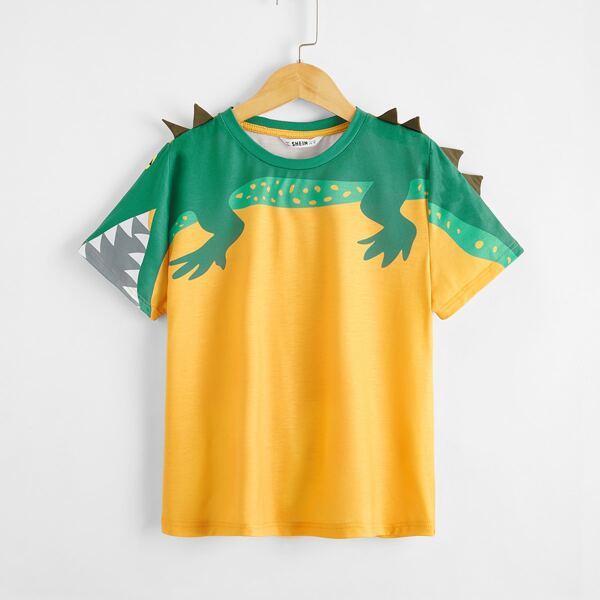 

Boys Triangle Trim Crocodile Print Top, Yellow