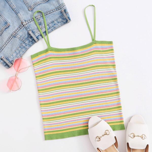

Plus Striped Crop Knit Top, Multicolor