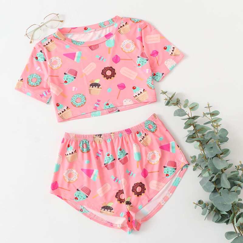 

Random Food Print PJ Set, Multicolor