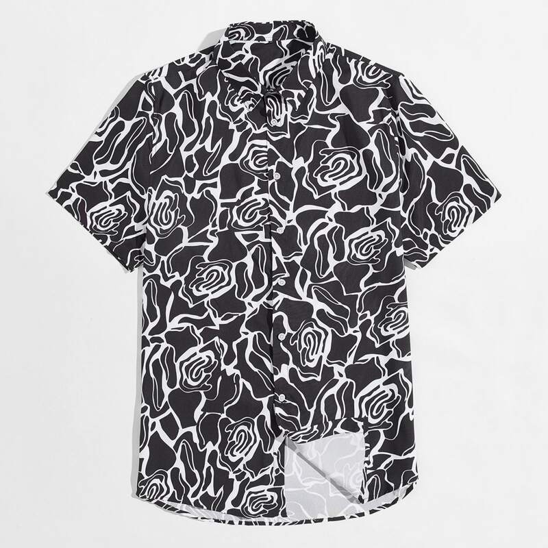 

Guys Allover Print Shirt, Black and white