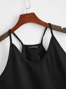 SHEIN Privé Camis Scallop Plain Hitam Casual - Hitam - View 4