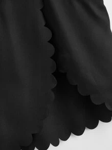 SHEIN Privé Camis Scallop Plain Hitam Casual - Hitam - View 5
