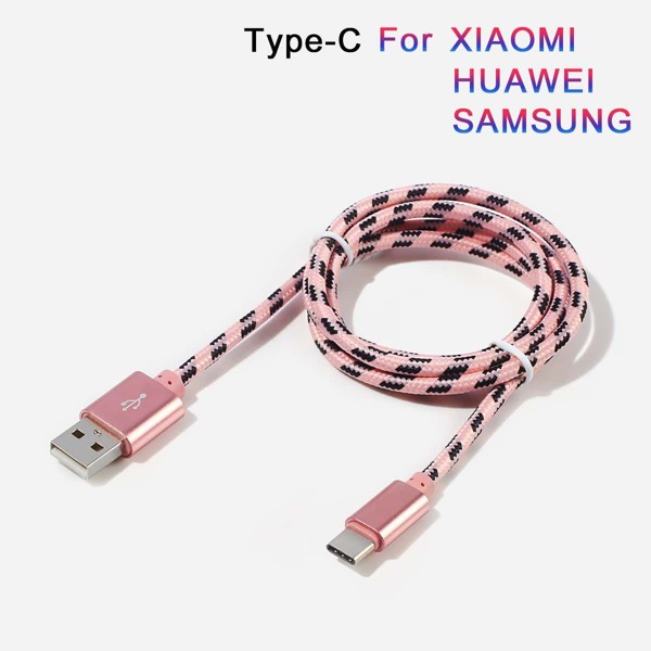 

1pc Braided Type-C Phone Data Cable, Pink