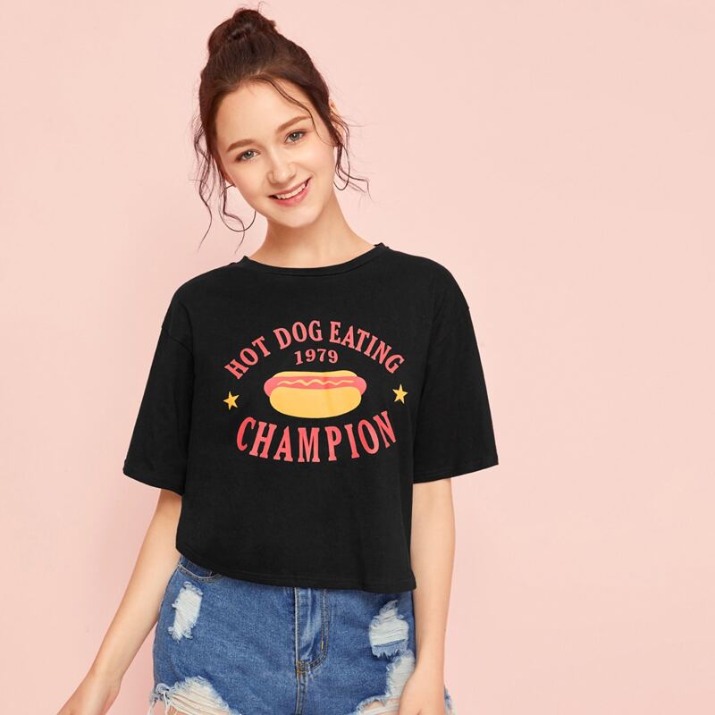 

Hot Dog Graphic Tee, Black
