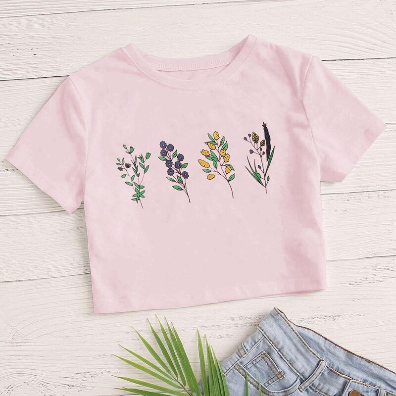 

Flower Graphic Tee, Baby pink