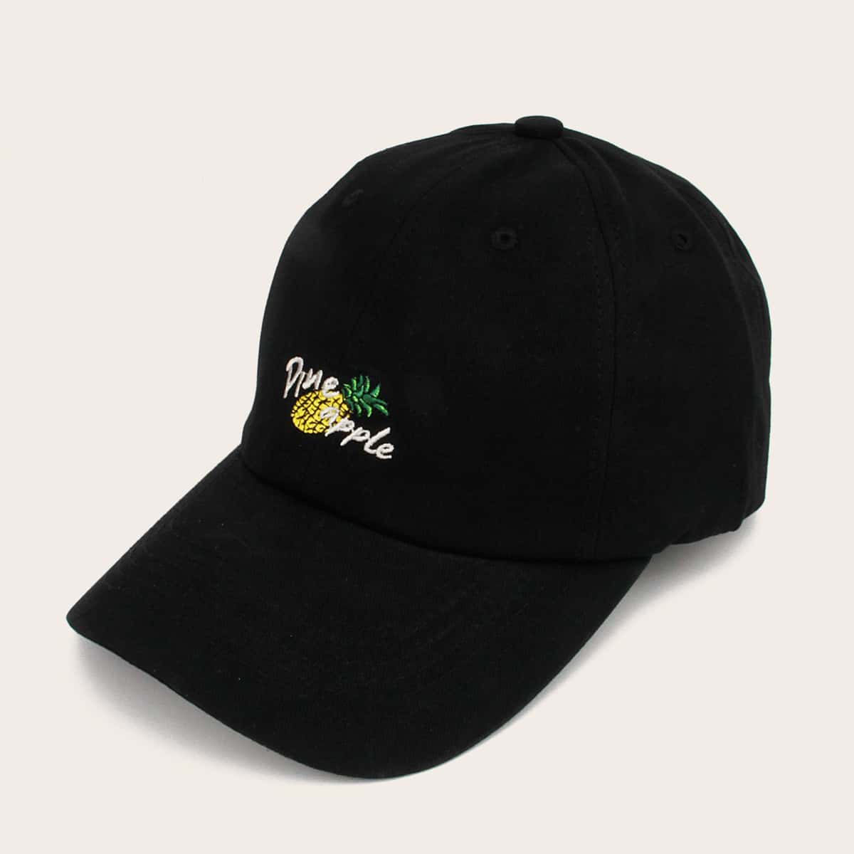 

Guys Pineapple Embroidered Baseball Cap, Black