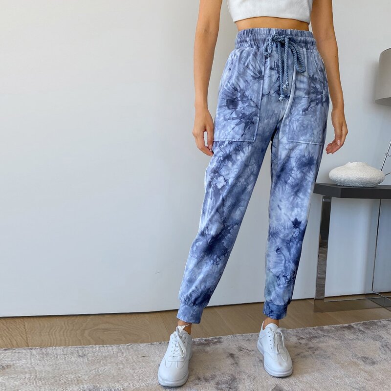 

Drawstring Waist Tie Dye Joggers, Blue