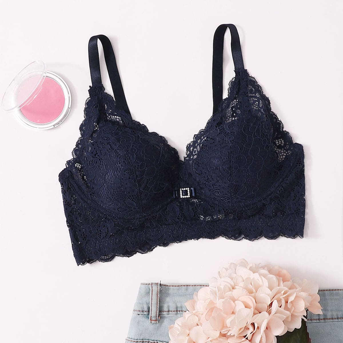 

Floral Lace Bra, Navy blue