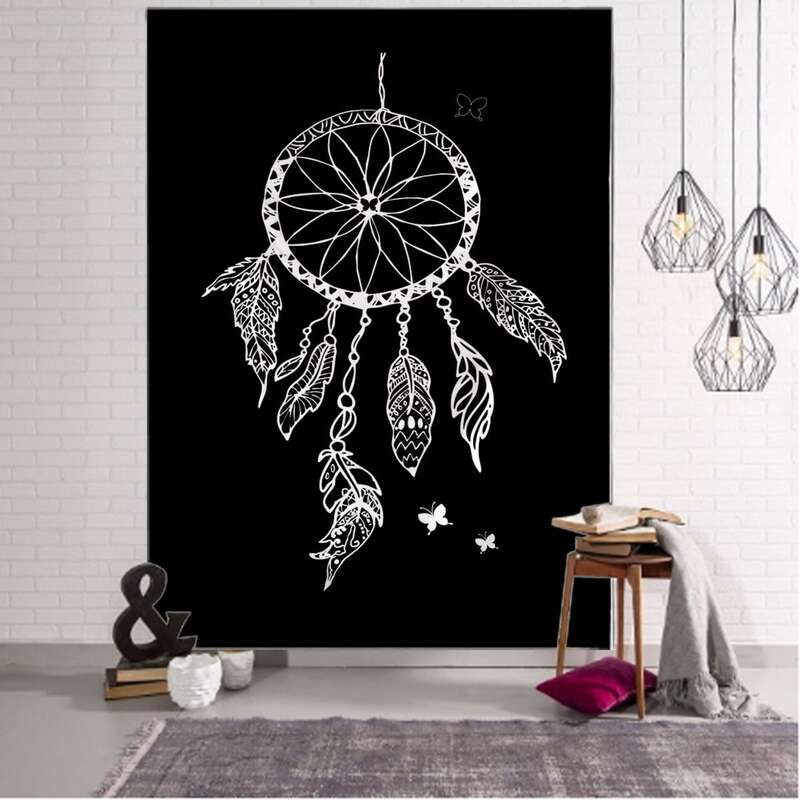 

Dreamcatcher Print Tapestry, Black and white