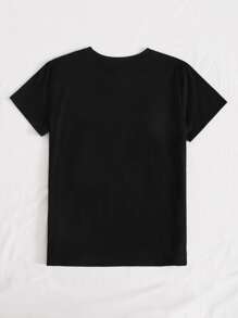 Butterfly And Slogan Graphic Tee - Black - View 2