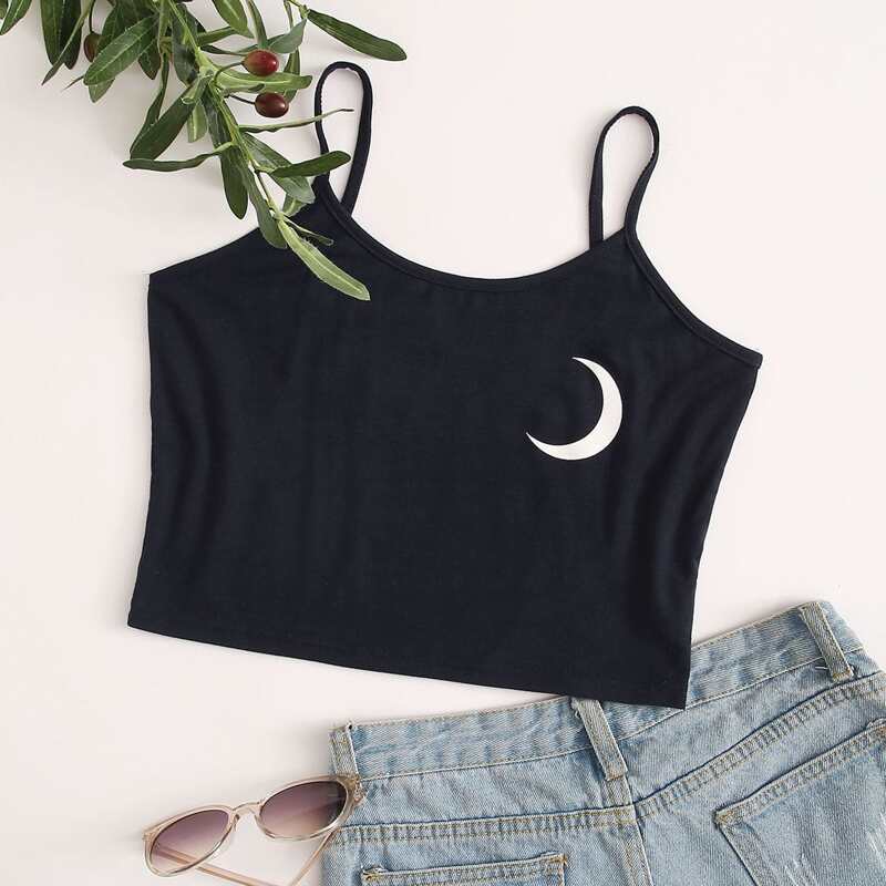 

Moon Graphic Cami, Black