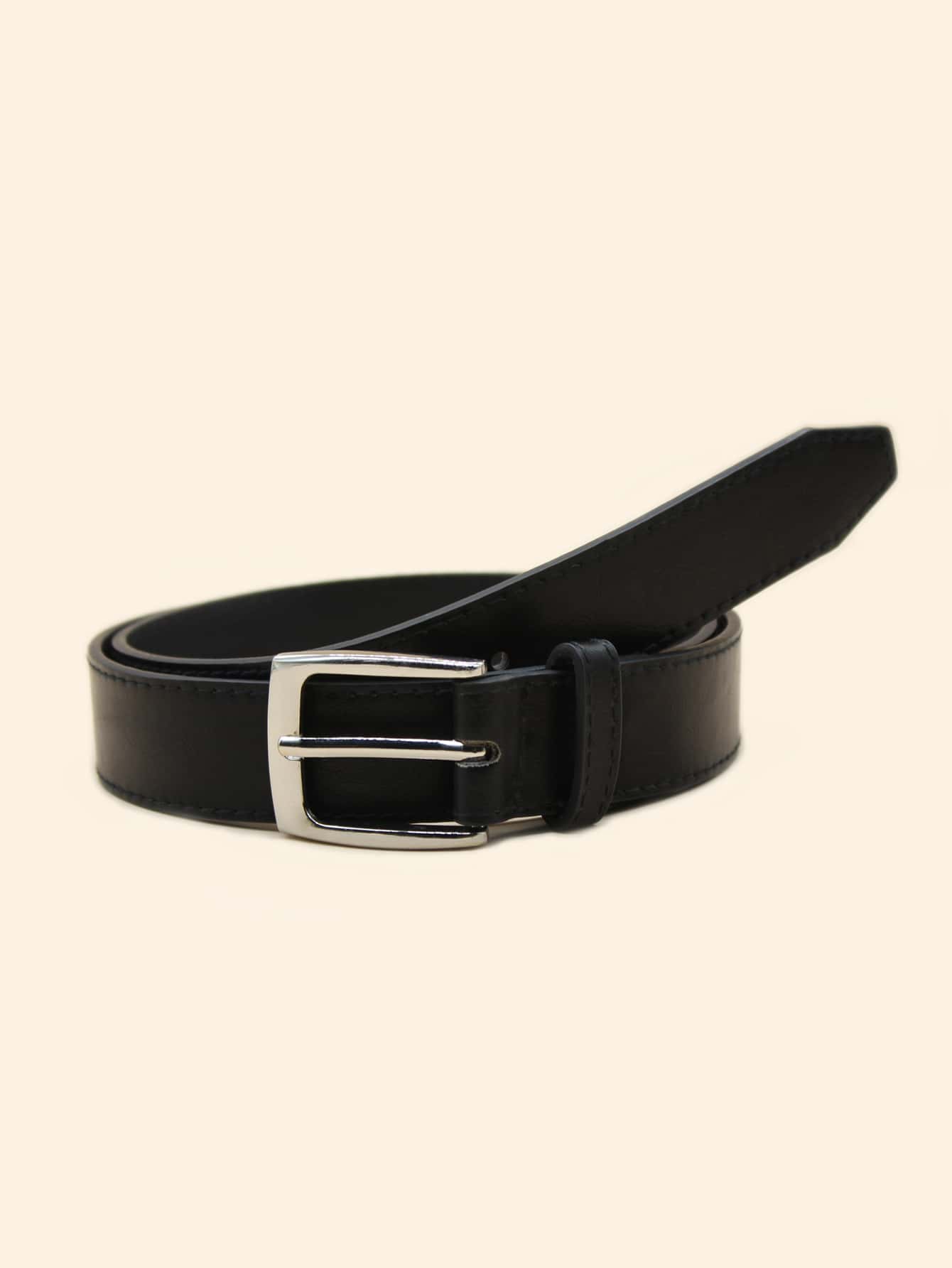 Men Simple Buckle Belt - Black - View 1