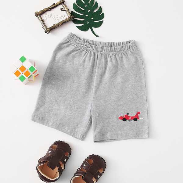 

Шорты с оригинальным принтом для мальчиков, Светло-серый