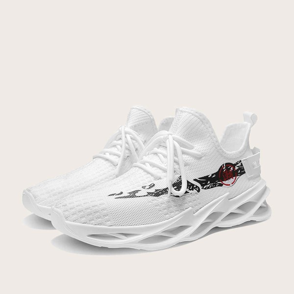 

Men Lace-up Front Low Top Sneakers, White