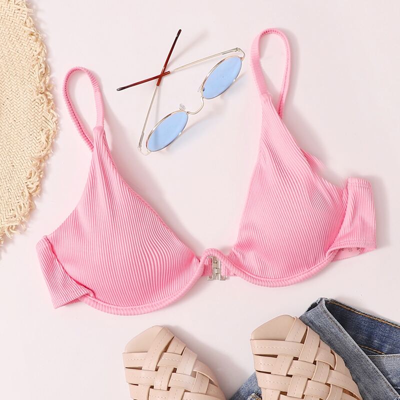 

Rib Underwire Bikini Top, Pastel baby pink